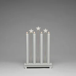 Adventsstaker>Konstsmide Adventsstake med stjerner - Lys grå