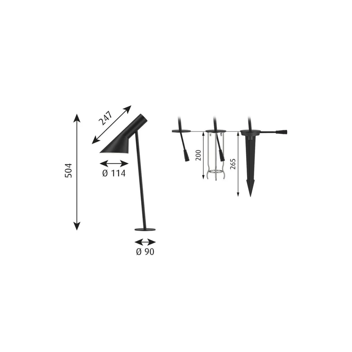 Pullert|Louis Poulsen>Louis Poulsen AJ Garden Pullert med spyd H:50cm - Startpakke Svart