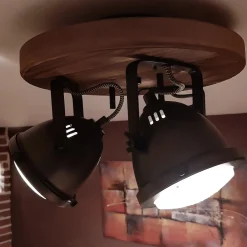 Kjøkkenbelysning Tak|Spotter & Skinner>Aneta Lighting Alaska rund taklampe - Jern/tre Grå