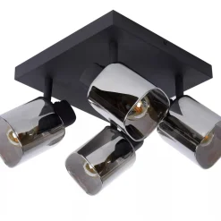 Kjøkkenbelysning Tak|Taklamper / Takplafonder>Lucide Alion Taklampe 4 - Røykfarget/Svart Svart / Røyk