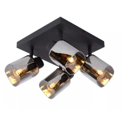 Kjøkkenbelysning Tak|Taklamper / Takplafonder>Lucide Alion Taklampe 4 - Røykfarget/Svart Svart / Røyk