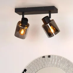 Kjøkkenbelysning Tak|Taklamper / Takplafonder>Lucide Alion Taklampe 2 - Røykfarget/Svart Svart / Røyk