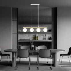 Kjøkkenbelysning Tak|Takpendler>Emibig Allora takpendel 4-lys - Hvit/Opal/Gullfarget Hvit / Opal / Gull