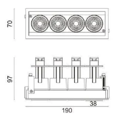 Kjøkkenbelysning Tak|Spotter & Skinner>NorDesign Aria mini flex K4 downlight justerbar 4x5W 2700K RA90 Dimbar - Svart