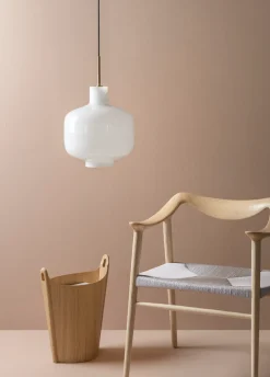 Kjøkkenbelysning Tak|Takpendler>Hadeland Glassverk Arkivlampe 4180 - Large - Hvit - Stål Opal / Stål