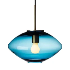 Kjøkkenbelysning Tak|Takpendler>Hadeland Glassverk Arkivlampe 4280 - Stålblå - Messing Blå / Messing