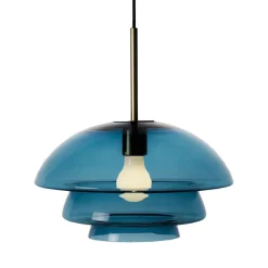 Kjøkkenbelysning Tak|Takpendler>Hadeland Glassverk Arkivlampe 4006 Large - Blå - Matt Messing Blå / Matt Messing