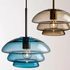 Kjøkkenbelysning Tak|Takpendler>Hadeland Glassverk Arkivlampe 4006 Small - Blå - Matt Messing Blå / Matt Messing