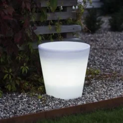 Led-Baller Og Krukker>Konstsmide Assisi blomsterpotte liten LED plast trafo IP44 Hvit