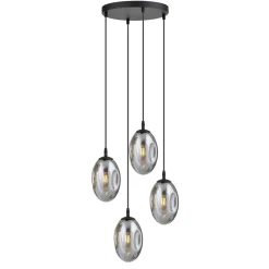 Kjøkkenbelysning Tak|Takpendler>Emibig Astral rondell takpendel 4-lys - Svart/Røykfarget Svart / Røyk