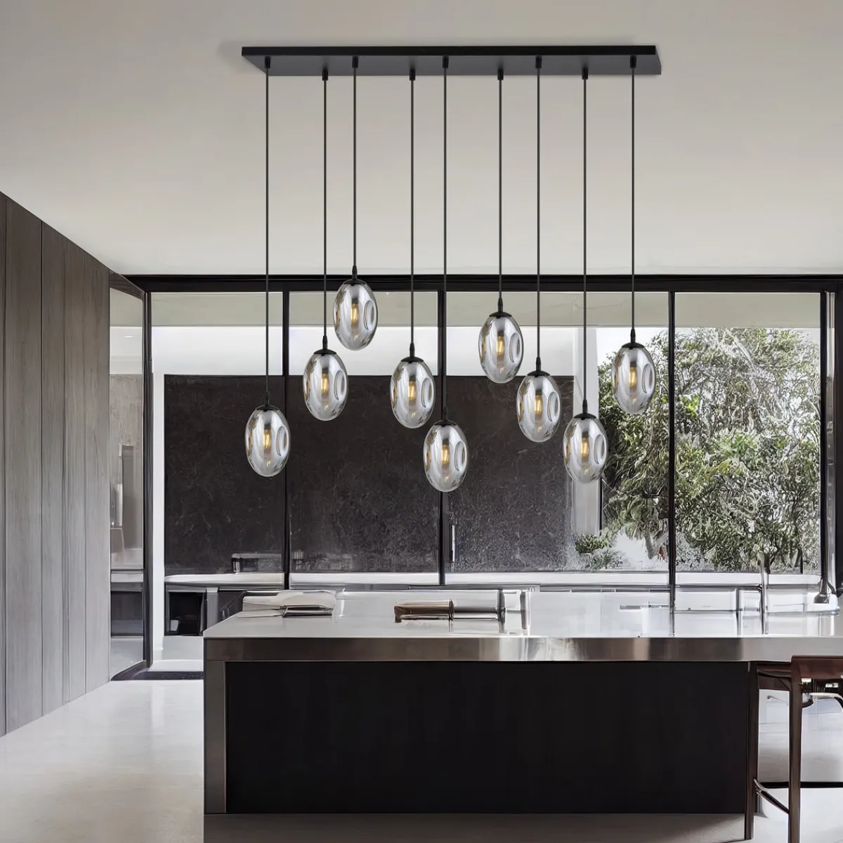 Kjøkkenbelysning Tak|Takpendler>Emibig Astral takpendel 9-lys - Svart/Røykfarget Svart / Røyk