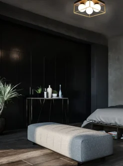 Kjøkkenbelysning Tak|Taklamper / Takplafonder>Aneta Lighting Astro taklampe 28x28 - Svart/opal/gullfarget Svart / Opal