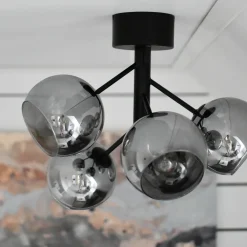 Kjøkkenbelysning Tak|Taklamper / Takplafonder>Aneta Lighting Atom taklampe - Svart/Røykfarget Svart / Røyk