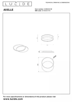 Kjøkkenbelysning Tak|Taklamper / Takplafonder>Lucide Axelle taklampe 24W 2700 Kelvin 3-step dim Svart