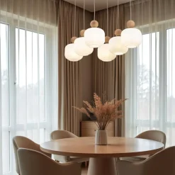 Kjøkkenbelysning Tak|Takpendler>TK Lighting Ballo takpendel 6-lys Hvit / Trefarget