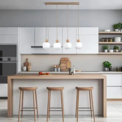 Kjøkkenbelysning Tak|Takpendler>TK Lighting Ballo takpendel 4-lys Hvit / Trefarget