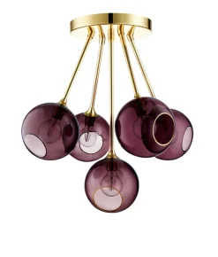 Kjøkkenbelysning Tak|Takpendler>Design by Us Ballroom Molecule taklampe - messing base/lilla glass Messing / Lilla