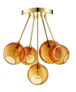 Kjøkkenbelysning Tak|Takpendler>Design by Us Ballroom Molecule taklampe - messing base/oransje glass Messing / Oransje