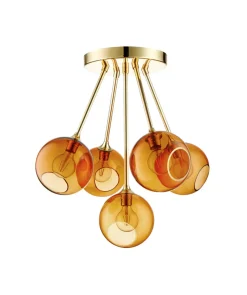 Kjøkkenbelysning Tak|Takpendler>Design by Us Ballroom Molecule taklampe - messing base/oransje glass Messing / Oransje
