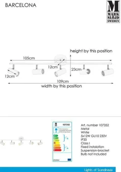 Kjøkkenbelysning Tak|Spotter & Skinner>Marksløjd Barcelona spottskinne - Hvit