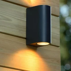 Utelamper Med Opp/Ned Lys>Lucide Boggy vegglampe opp/ned utendørs IP44 GU10 Brun