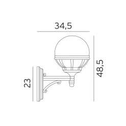 Lightup-Pris|Utelamper - Klassiske Vegglamper>Norlys Bologna 360 - /Klar kuppel Svart