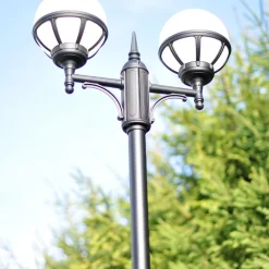 Lightup-Pris|Lyktestolper>Norlys Bologna dobbel 363 stolpe Svart / klart glass