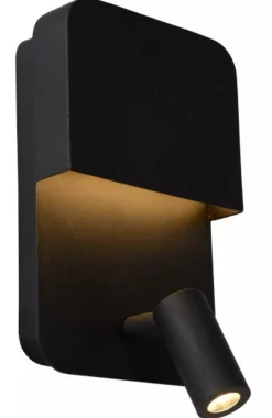 Leselamper|Vegglamper Med Usb>Lucide Boxer vegglampe 10W 3000 Kelvin m/USB - Svart