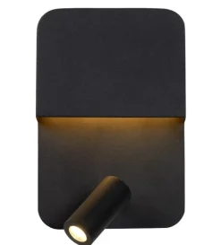 Leselamper|Vegglamper Med Usb>Lucide Boxer vegglampe 10W 3000 Kelvin m/USB - Svart