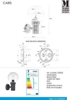 Utelamper - Veggskjold / Plafond><noscript><img width=