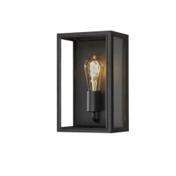 Lightup-Pris|Utelamper - Veggskjold / Plafond>Konstsmide Carpi vegglampe utendørs IP44 - Svart/Klart glass Svart / Klar