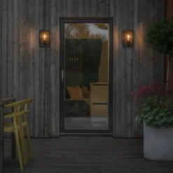 Lightup-Pris|Utelamper - Veggskjold / Plafond>Konstsmide Carpi vegglampe utendørs IP44 - Svart/Klart glass Svart / Klar