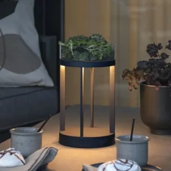 Lykter|Oppladbare Bordlamper>Konstsmide Chieti lanterne bord/gulv 25 cm IP54 oppladbar - Grå