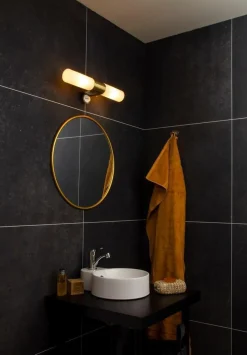 Baderomslamper Med Stikkontakt|Belysning Over Speilet På Badet>Aneta Lighting Cosenza dobbel baderomslampe med stikkontakt