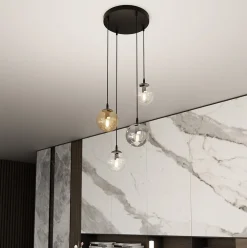 Kjøkkenbelysning Tak|Takpendler>Emibig Cosmo rondell takpendel 4 lys - Svart/Multifarget Svart / Flerfarget