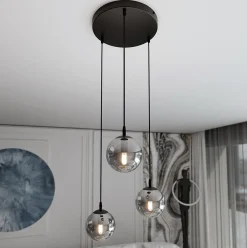 Kjøkkenbelysning Tak|Takpendler>Emibig Cosmo rondell takpendel 3 lys - Svart/Røykfarget Svart / Røyk