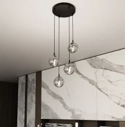 Kjøkkenbelysning Tak|Takpendler>Emibig Cosmo rondell takpendel 4 lys - Svart/Røykfarget Svart / Røyk