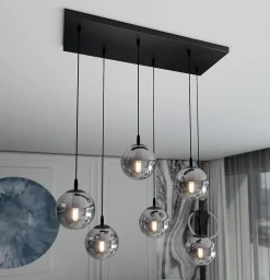 Kjøkkenbelysning Tak|Takpendler>Emibig Cosmo takpendel 6 lys - Svart/Røykfarget Svart / Røyk