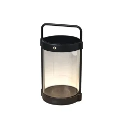 Lykter|Solcellebelysning>Konstsmide Crotone lanterne bord/gulv 30 cm IP54 oppladbar USB/Solcelle - Svart