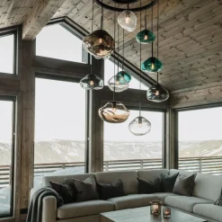 Kjøkkenbelysning Tak|Takpendler>Hadeland Glassverk Crystal Stone Ø25 - Blågrønn / Stål Stål / Blågrønn