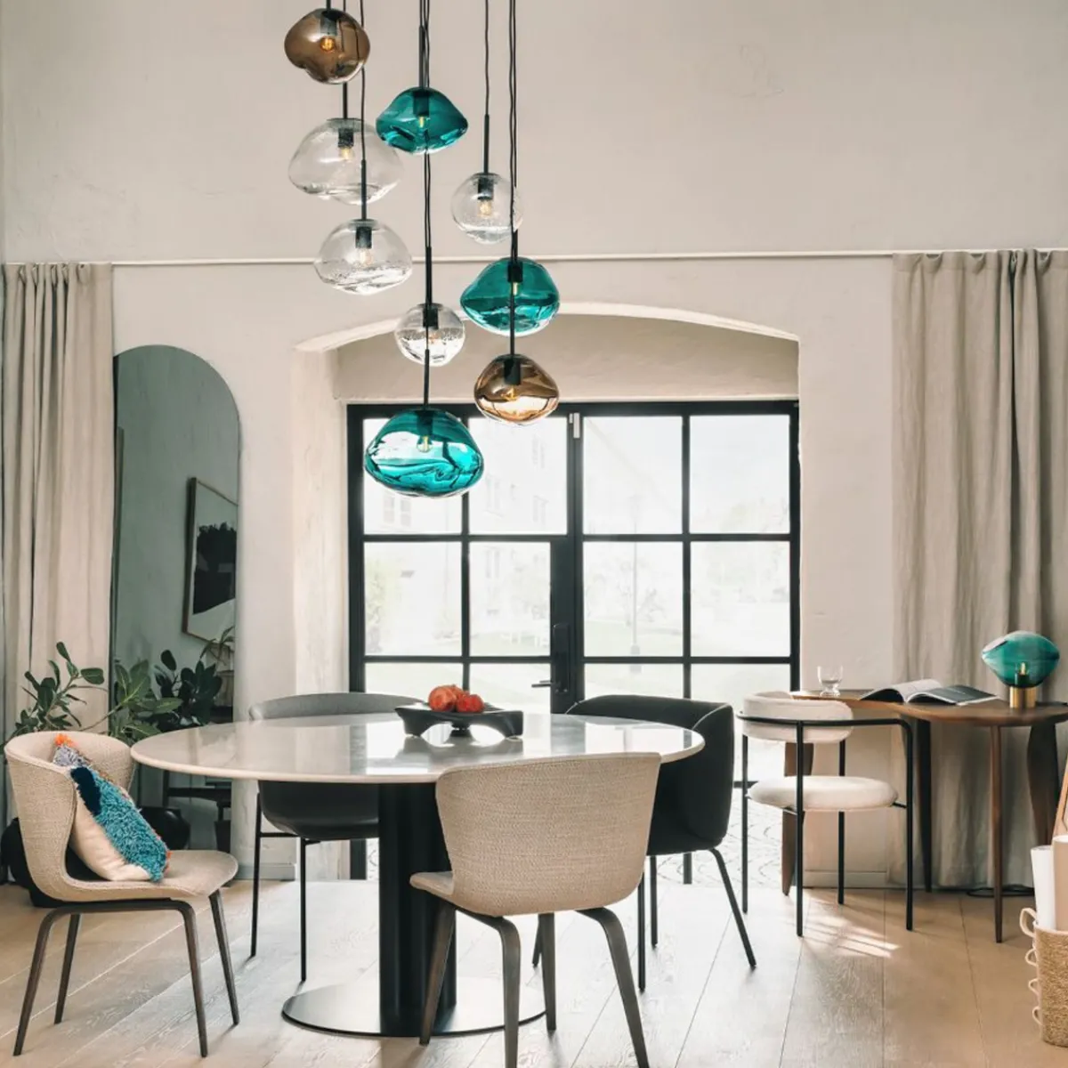 Kjøkkenbelysning Tak|Takpendler>Hadeland Glassverk Crystal Stone Ø35 - Blågrønn / Svart