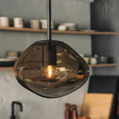 Kjøkkenbelysning Tak|Takpendler>Hadeland Glassverk Crystal Stone Ø30 - Kakao / Svart