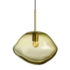 Kjøkkenbelysning Tak|Takpendler>Hadeland Glassverk Crystal Stone Ø35 - Oliven / Messing Messing / Grønn