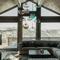 Kjøkkenbelysning Tak|Takpendler>Hadeland Glassverk Crystal Stone Ø30 - Oliven / Messing Messing / Grønn