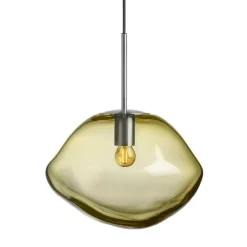 Kjøkkenbelysning Tak|Takpendler>Hadeland Glassverk Crystal Stone Ø35 - Oliven / Stål Stål / Grønn