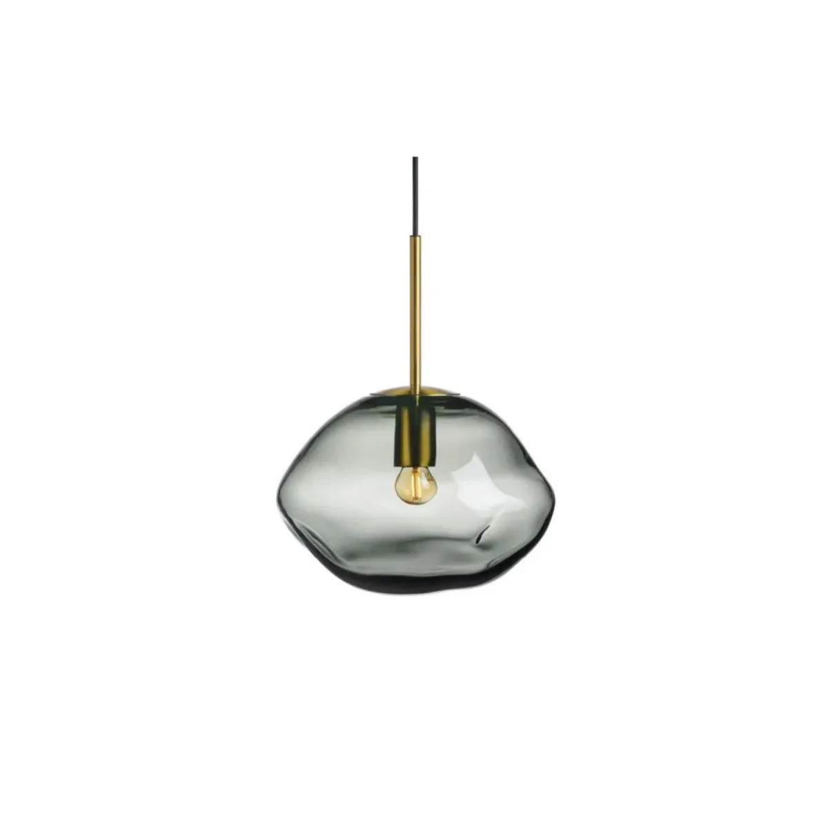 Kjøkkenbelysning Tak|Takpendler>Hadeland Glassverk Crystal Stone Ø30 - Røkgrå / Messing Messing / Røyk