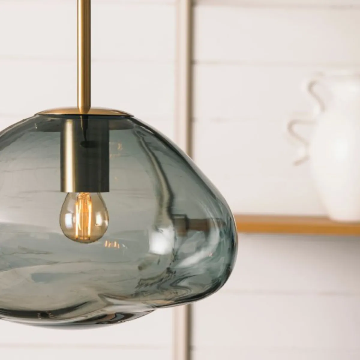 Kjøkkenbelysning Tak|Takpendler>Hadeland Glassverk Crystal Stone Ø30 - Røkgrå / Messing Messing / Røyk