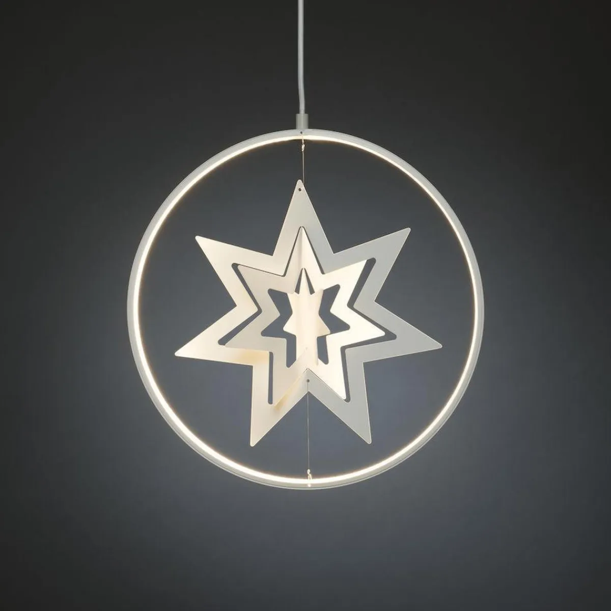 Adventsstjerner>Konstsmide Dekorasjon med stjerne dimbar - Hvit