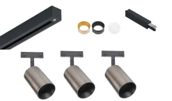 Kjøkkenbelysning Tak|Designline>Antidark Designline Tube Pro komplett 1 meter spotskinne med 3 spotter GU10 - /Titanium Svart