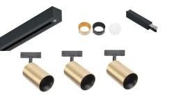 Kjøkkenbelysning Tak|Designline>Antidark Designline Tube Pro komplett 1 meter spotskinne med 3 spotter GU10 - Svart/Messing Svart / Messing